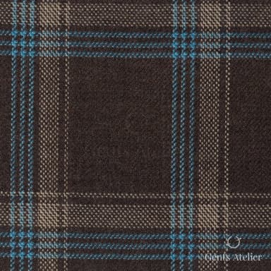 Костюмная ткань Marzoni 655 - 529 / 1200 — Коричневый / Teal, оконная клетка, 100% шерсть