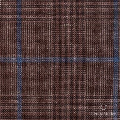 Костюмная ткань Marzoni 655 - 567 / 1200 — Coral / Sky Blue, оконная клетка, 71% шерсть, 15% шёлк, 14% лён