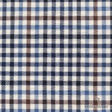 Костюмная ткань Marzoni 601 - 374 / 1200 — Бежевый / Синий / Коричневый, клетка, 54% шёлк, 46% шерсть