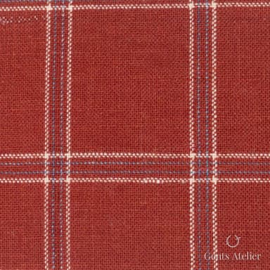 Костюмная ткань Marzoni 601 - 957 / 1200 — Красный, оконная клетка, 40% шерсть, 35% шёлк, 25% лён