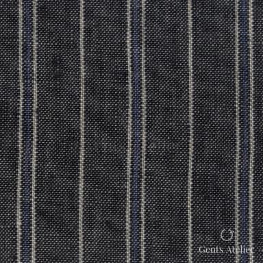 Костюмная ткань Marzoni 604 - 887 / 600 — Антрацит / Серый, полоса, 100% лён