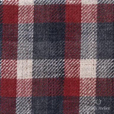 Костюмная ткань Marzoni 605 - 786 / 800 — Deep Red / Graphite, клетка, 100% лён