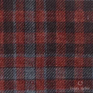 Костюмная ткань Marzoni 613 - 555 / 800 — Красный / Sky Blue, клетка, 100% лён