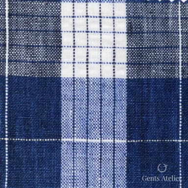 Костюмная ткань Marzoni 613 - 561 / 700 — Синий / Белый, клетка, 100% лён