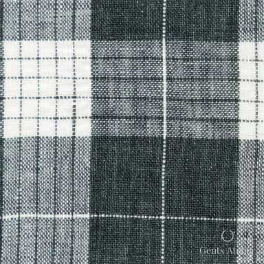 Костюмная ткань Marzoni 613 - 562 / 700 — Зелёный / Белый, клетка, 100% лён