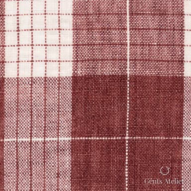 Костюмная ткань Marzoni 613 - 563 / 700 — Красный / Белый, клетка, 100% лён