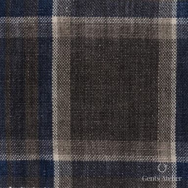 Костюмная ткань Marzoni 613 - 566 / 800 — Коричневый / Синий, клетка, 100% лён