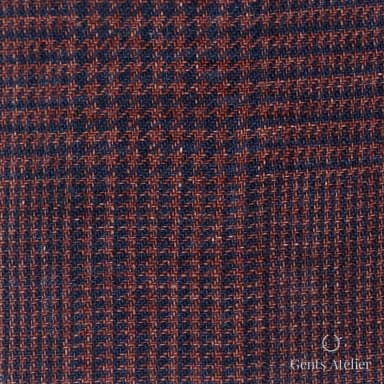 Костюмная ткань Marzoni 613 - 567 / 800 — Бордовый / Синий, полоса, 100% лён