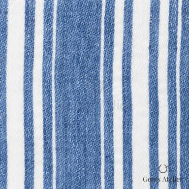 Костюмная ткань Marzoni 613 - 573 / 900 — Sky Blue / Белый, полоса, 100% лён