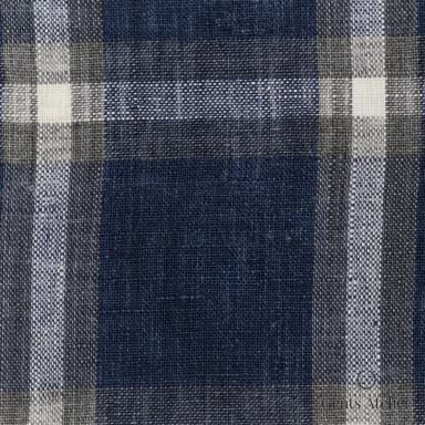 Костюмная ткань Marzoni 613 - 584 / 1000 — Тёмно-синий / Тауп, клетка, 100% лён