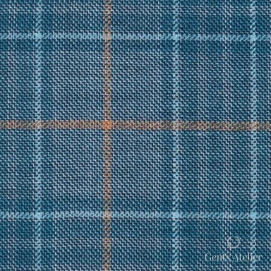 Костюмная ткань Marzoni 651 - 767 / 1200 — Teal / Sand, оконная клетка, 100% шерсть