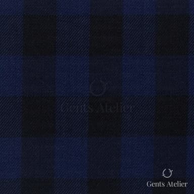 Костюмная ткань Marzoni 608 - 269 / 1500 — Полуночно-синий / Чёрный, в клетку, 100% шерсть