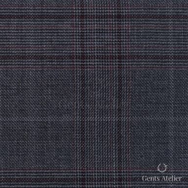 Костюмная ткань Marzoni 725 - 458 / 1300 — Серый / Бордовый, виндоупейн, 100% шерсть