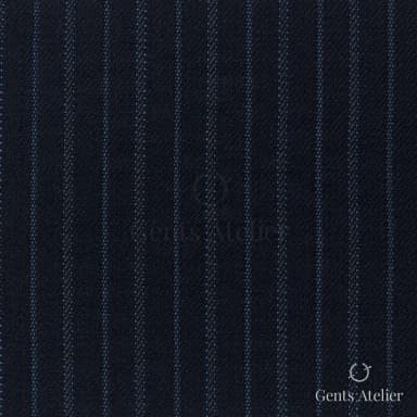 Костюмная ткань Marzoni 725 - 474 / 1300 — Тёмно-синий / Синий, в полоску, 100% шерсть