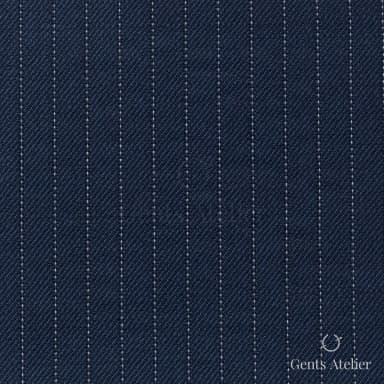 Костюмная ткань Marzoni 725 - 482 / 1400 — Тёмно-синий / Белый, в полоску, 100% шерсть