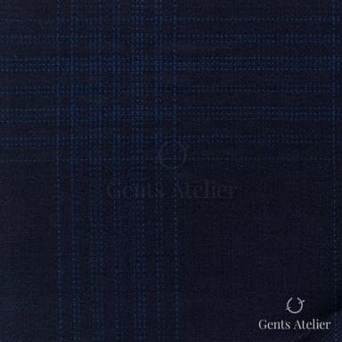 Костюмная ткань Marzoni 725 - 491 / 1500 — Тёмно-синий / Синий, в клетку, 100% шерсть