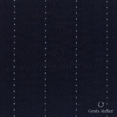 Костюмная ткань Marzoni 606 - 343 / 800 — Тёмно-синий / Белый, полоса, 100% шерсть
