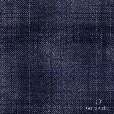 Костюмная ткань Marzoni 600 - 385 / 900 — Синий, оконная клетка, 100% шерсть