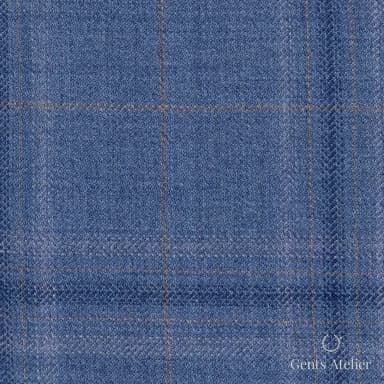 Костюмная ткань Marzoni 600 - 467 / 1000 — Синий / Tan, оконная клетка, 100% шерсть