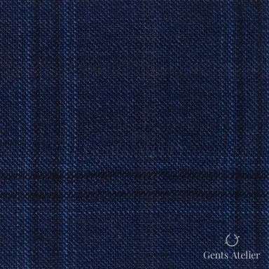 Костюмная ткань Marzoni 600 - 477 / 1000 — Тёмно-синий / Синий, оконная клетка, 100% шерсть