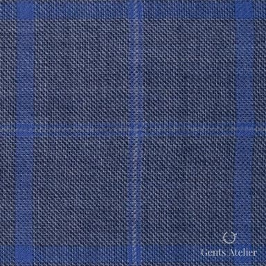 Костюмная ткань Marzoni 600 - 487 / 1000 — Синий / Серый, оконная клетка, 100% шерсть