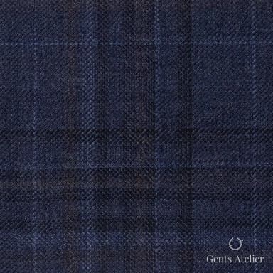 Костюмная ткань Marzoni 600 - 493 / 1000 — Синий / Коричневый, оконная клетка, 100% шерсть