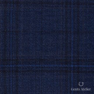 Костюмная ткань Marzoni 600 - 499 / 1000 — Синий / Тёмно-синий, оконная клетка, 100% шерсть