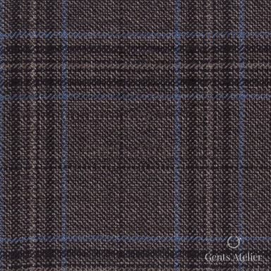 Костюмная ткань Marzoni 600 - 502 / 1000 — Коричневый / Голубой, оконная клетка, 100% шерсть