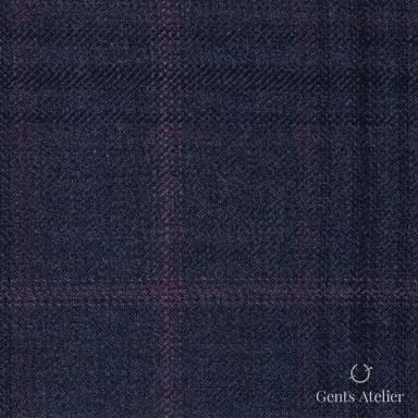 Костюмная ткань Marzoni 600 - 503 / 1000 — Тёмно-синий / Бордовый, оконная клетка, 100% шерсть