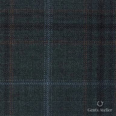 Костюмная ткань Marzoni 600 - 505 / 1000 — Зелёный / Коричневый, оконная клетка, 100% шерсть