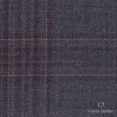 Костюмная ткань Marzoni 600 - 506 / 1000 — Серый / Фиолетовый, оконная клетка, 100% шерсть