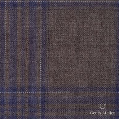 Костюмная ткань Marzoni 600 - 507 / 1000 — Light Brown / Синий, оконная клетка, 100% шерсть