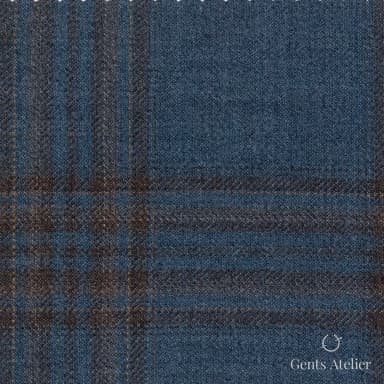 Костюмная ткань Marzoni 600 - 508 / 1000 — Teal / Коричневый, оконная клетка, 100% шерсть