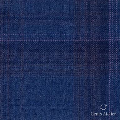 Костюмная ткань Marzoni 600 - 511 / 1000 — Синий / Фиолетовый, оконная клетка, 100% шерсть