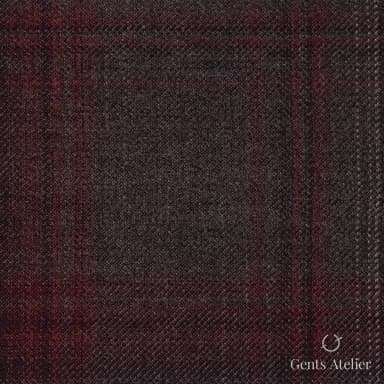 Костюмная ткань Marzoni 600 - 513 / 1000 — Коричневый / Красный, оконная клетка, 100% шерсть