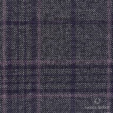Костюмная ткань Marzoni 600 - 514 / 1000 — Антрацит / Фиолетовый, оконная клетка, 100% шерсть