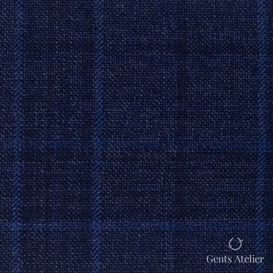 Костюмная ткань Marzoni 600 - 515 / 1000 — Тёмно-синий / Синий, оконная клетка, 100% шерсть