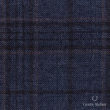 Костюмная ткань Marzoni 600 - 516 / 1000 — Синий / Коричневый, оконная клетка, 100% шерсть