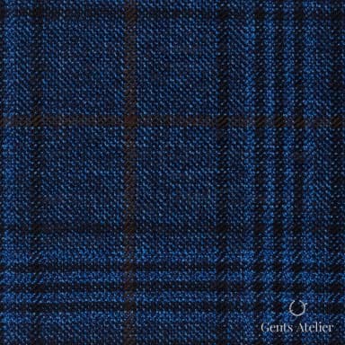 Костюмная ткань Marzoni 600 - 521 / 1000 — Синий / Коричневый, оконная клетка, 100% шерсть