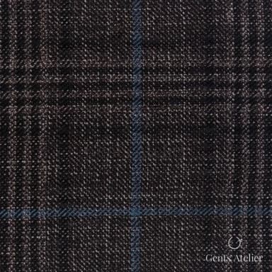 Костюмная ткань Marzoni 600 - 522 / 1000 — Коричневый / Голубой, оконная клетка, 100% шерсть