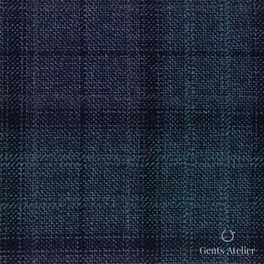 Костюмная ткань Marzoni 600 - 525 / 1000 — Синий / Зелёный, оконная клетка, 100% шерсть