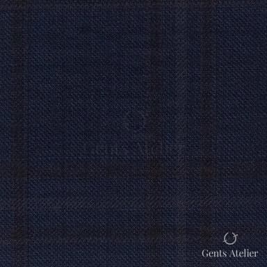 Костюмная ткань Marzoni 607 - 863 / 1000 — Синий / Коричневый, оконная клетка, 100% шерсть