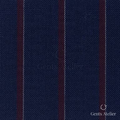 Костюмная ткань Marzoni 607 - 877 / 1000 — Тёмно-синий / Бордовый, полоса, 100% шерсть