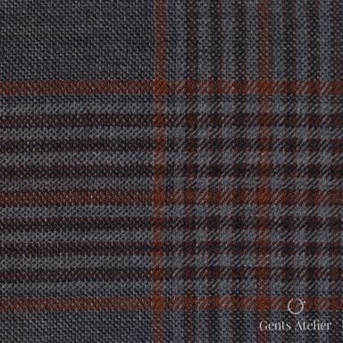 Костюмная ткань Marzoni 609 - 043 / 900 — Dark Grey / Brick Orange, гусиная лапка, 100% шерсть