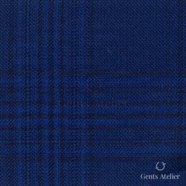 Костюмная ткань Marzoni 609 - 064 / 1000 — Синий, оконная клетка, 100% шерсть