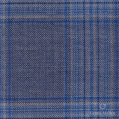Костюмная ткань Marzoni 609 - 065 / 1000 — Голубой, оконная клетка, 100% шерсть