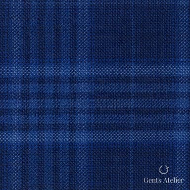 Костюмная ткань Marzoni 609 - 070 / 1000 — Синий, оконная клетка, 100% шерсть