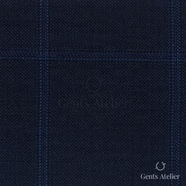 Костюмная ткань Marzoni 621 - 068 / 900 — Тёмно-синий, оконная клетка, 100% шерсть
