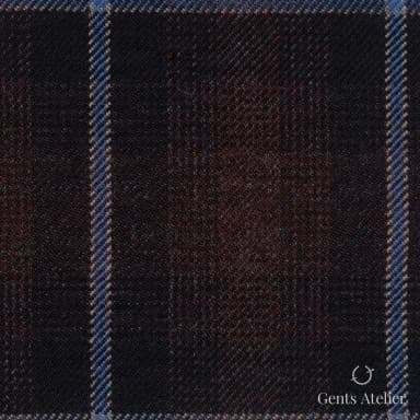 Костюмная ткань Marzoni 641 - 026 / 900 — Бордовый / Синий, оконная клетка, 100% шерсть
