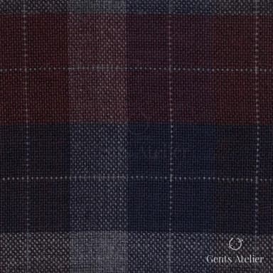 Костюмная ткань Marzoni 655 - 003 / 1200 — Бордовый / Серый, клетка, 95% шерсть, 5% кашемир